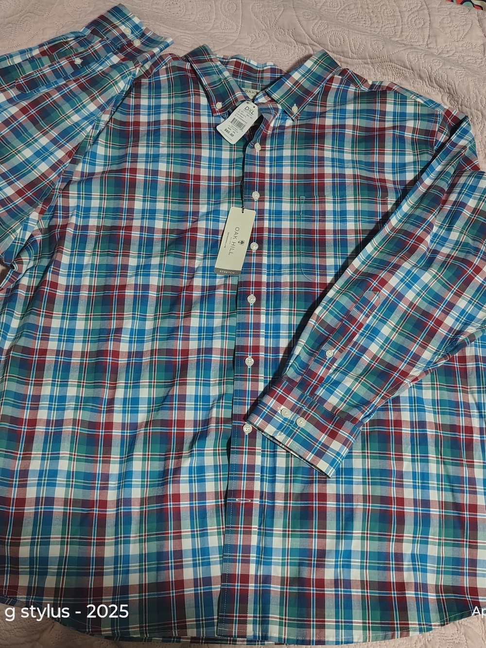 🟡🔥 Oak Hill Stretch -- Men's Blue & Red Plaid Button-Down Shirt